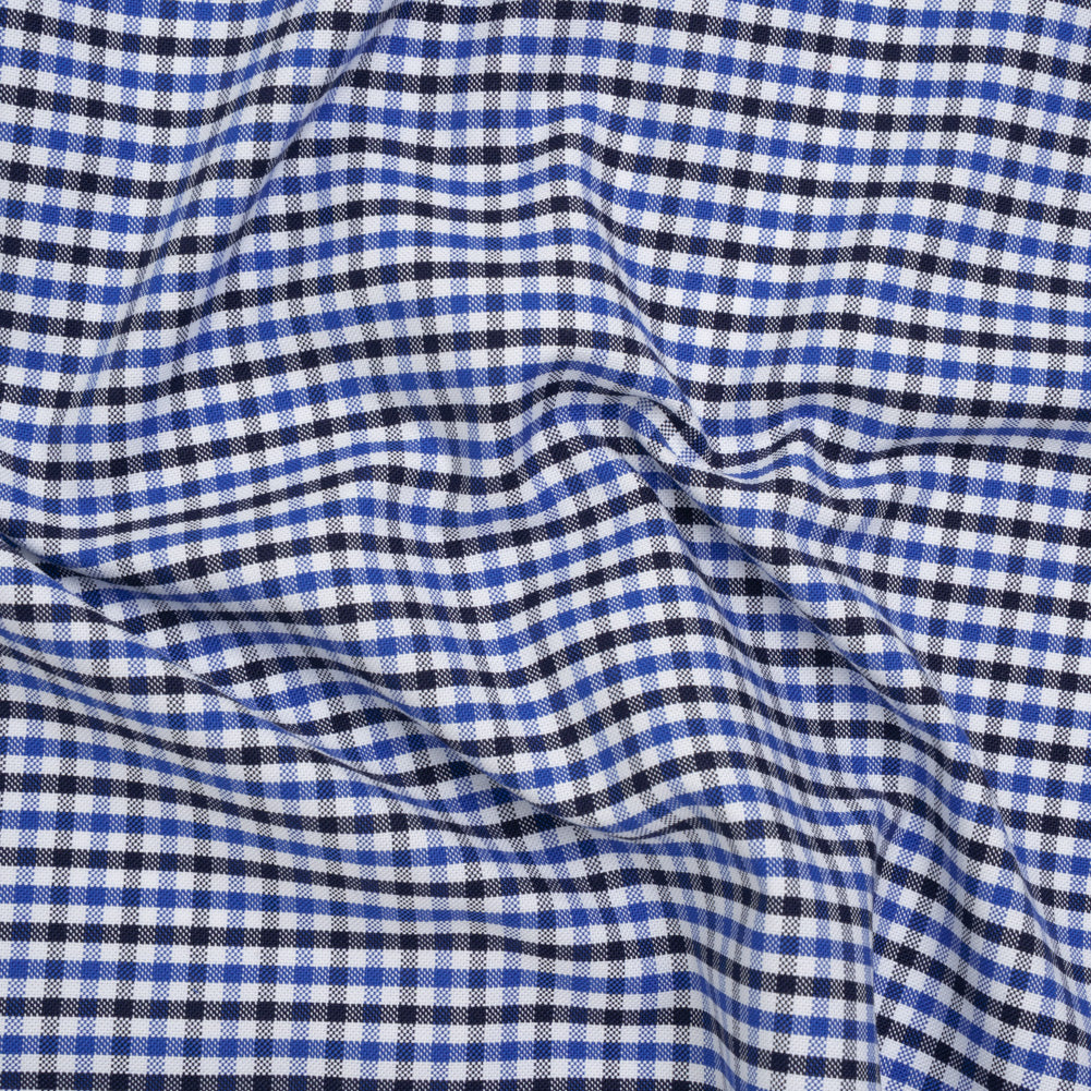 Cotton Oxford Shirting - Blue, Midnight and White Tattersall Check - Deadstock - Joann Fabrics