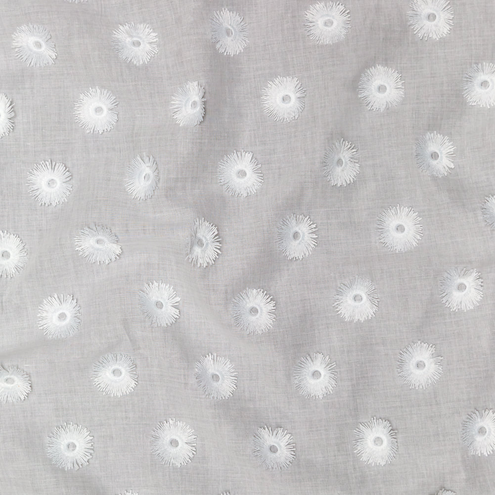 Off-White 3D Sunflower Embroidered Cotton Voile - Joann Fabrics