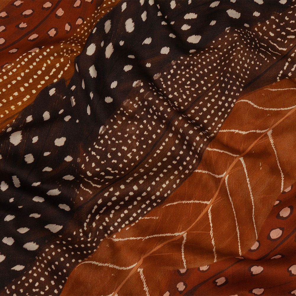 Stretch Cotton Sateen - Brown and Orange Decorated Diagonal Stripes - Wind in Your Wings Print - Mood Exclusive Rockland Collection - Joann Fabrics