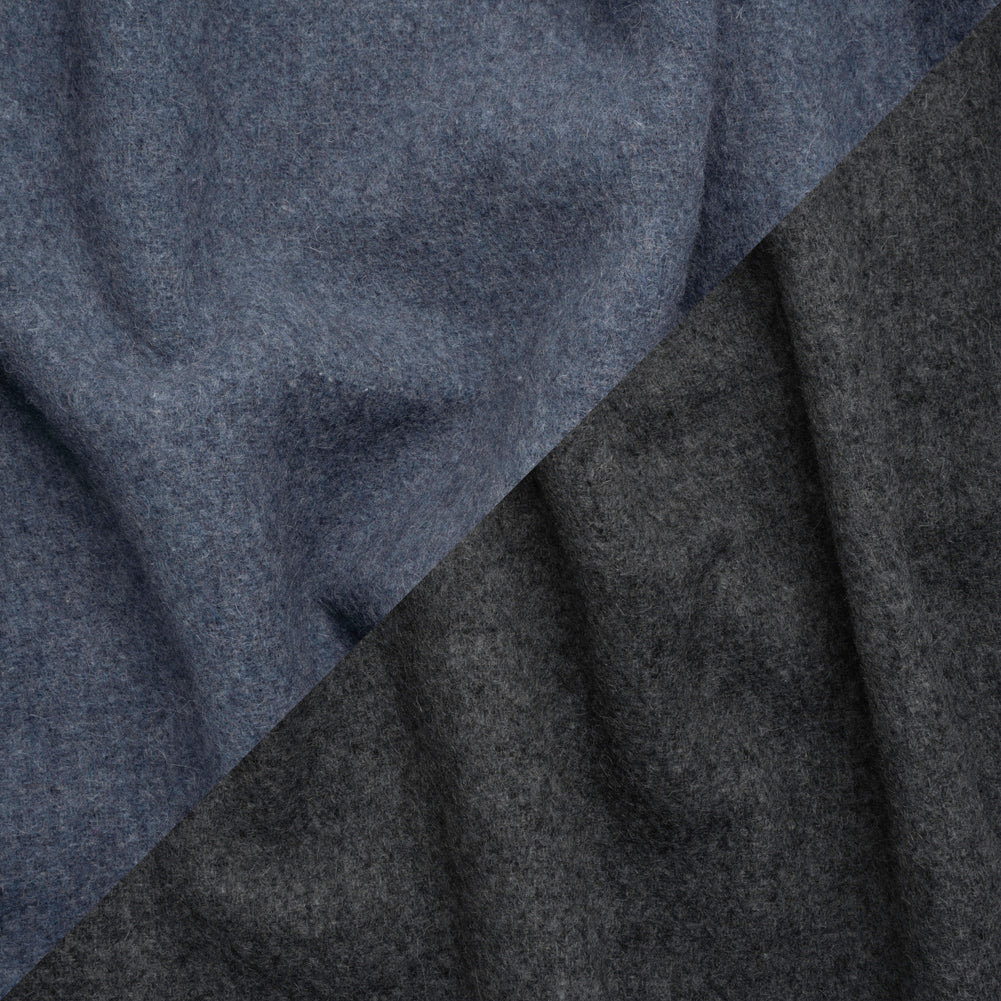 Italian Blue and Gray Brushed Wool and Polyester Double Cloth Coating - Joann Fabrics