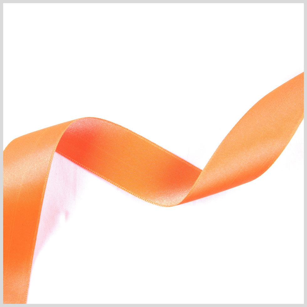 Neon Orange Double Face French Satin Ribbon - 2.5