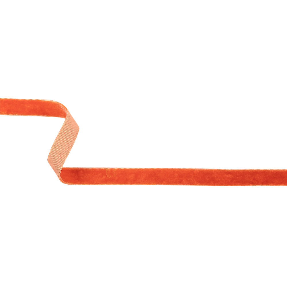 Hot Coral Single Face Velvet Ribbon - 0.5