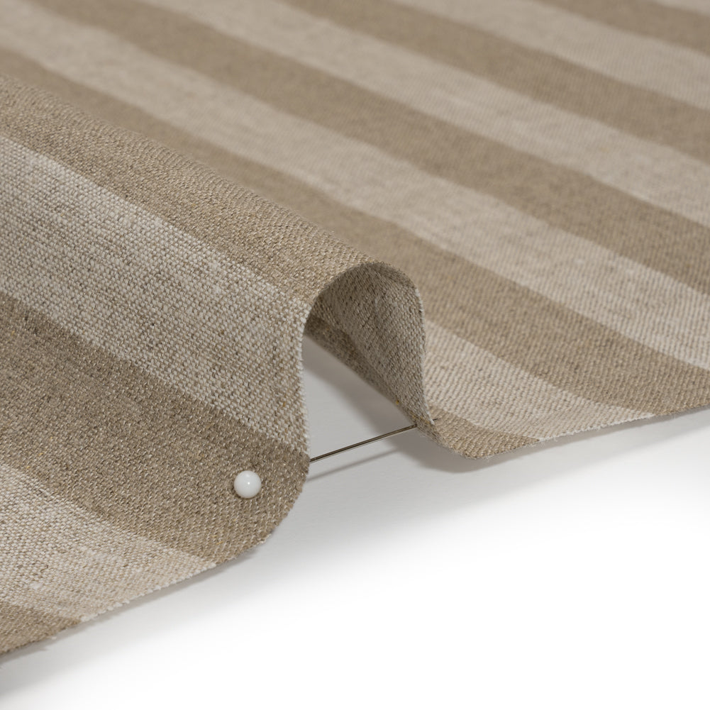 Medium Weight Linen Woven - White and Dark Beige Awning Stripes - Joann Fabrics