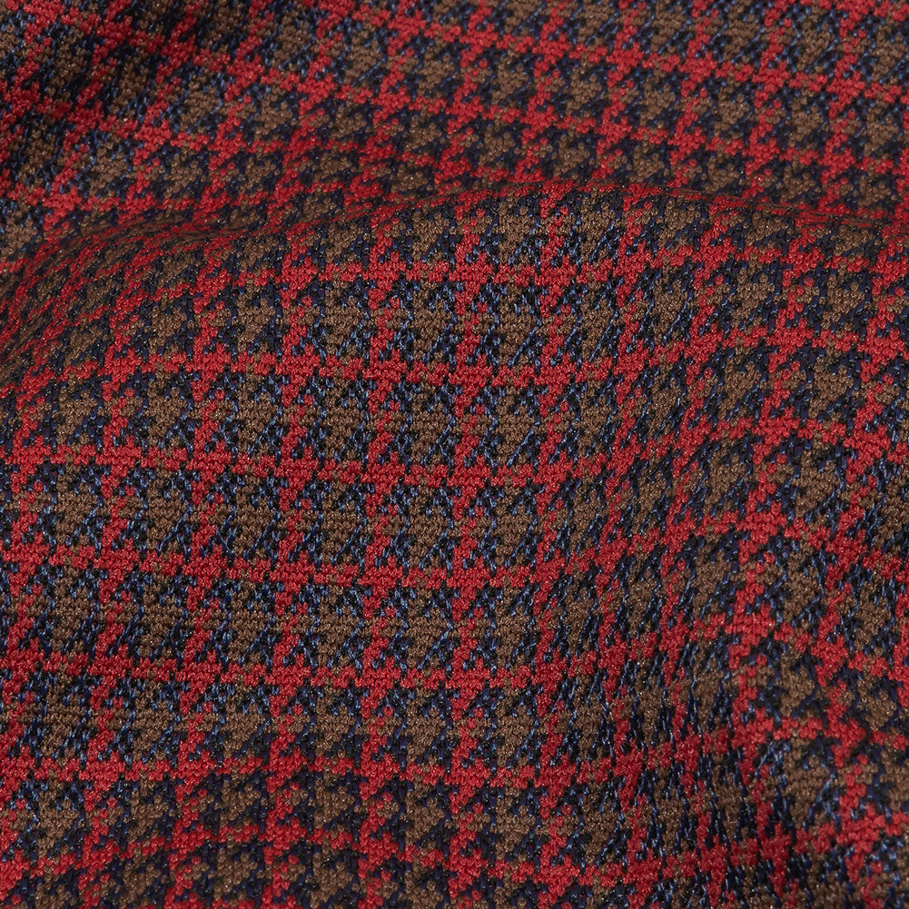 Balenciaga Italian Red, Navy and Brown Checked Stretch Nylon and Viscose Jacquard Knit - Joann Fabrics