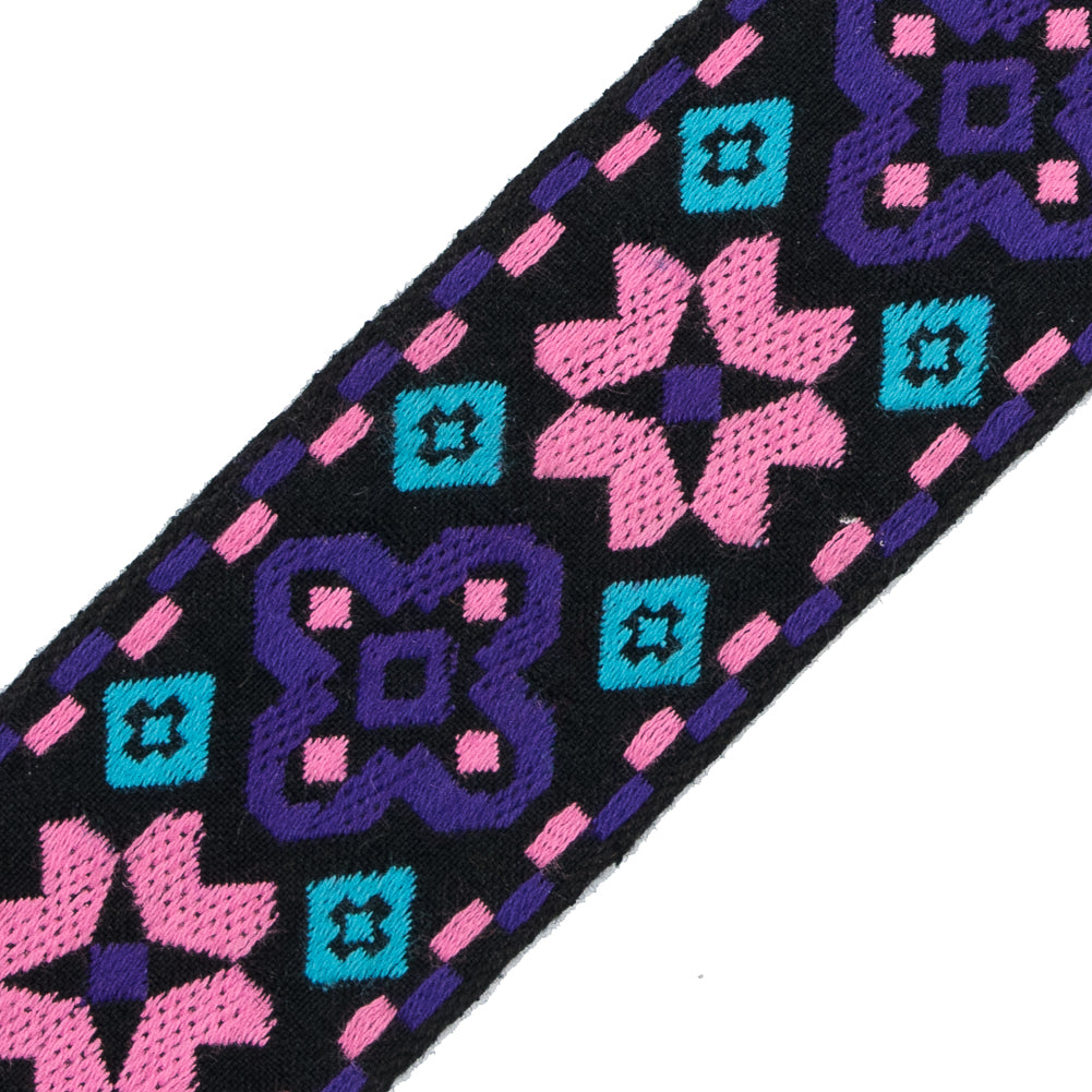 Pink and Purple Geometric Jacquard Ribbon - 2
