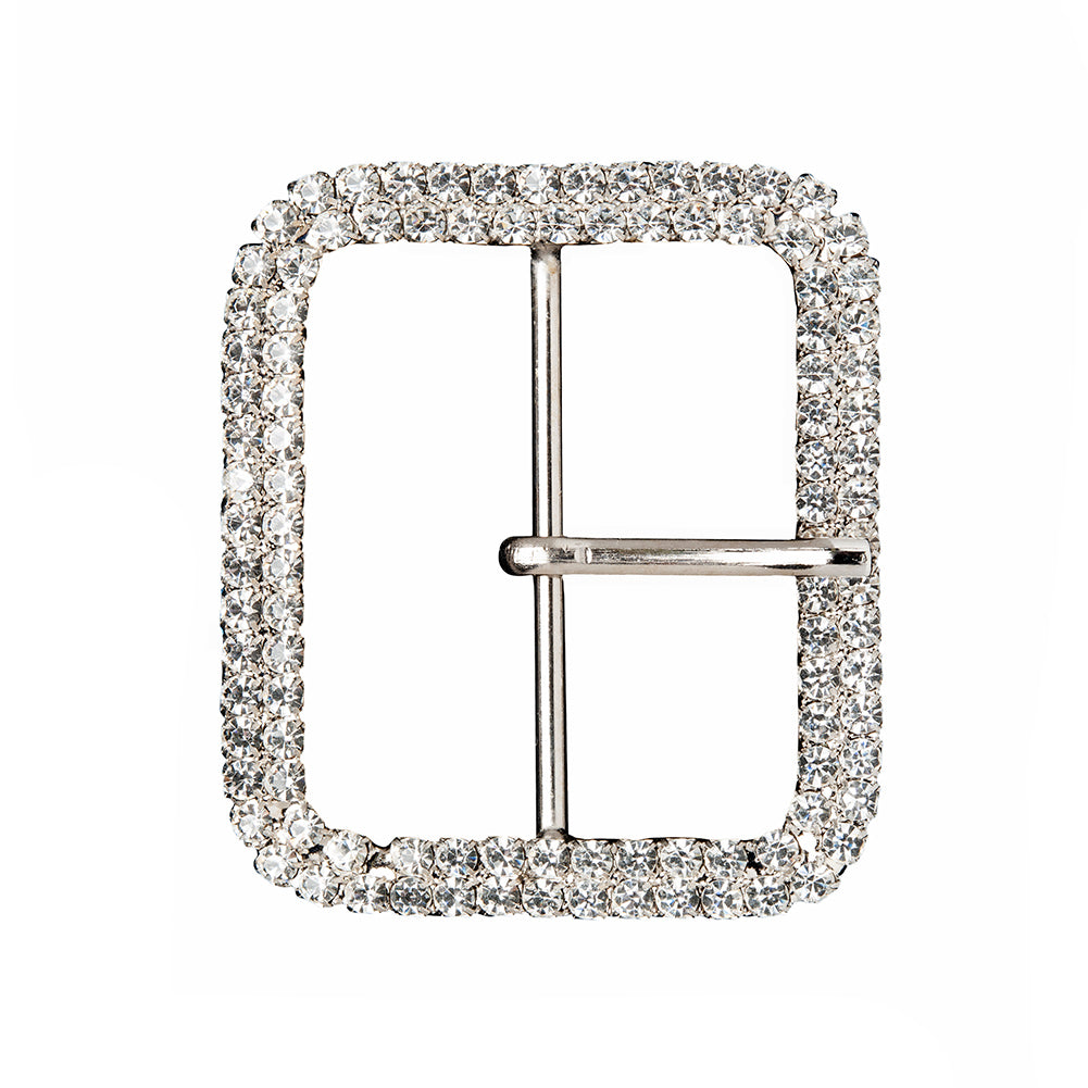 Swarovski Black Diamond and Gunmetal Rounded Rectangular Rhinestone Buckle - 2
