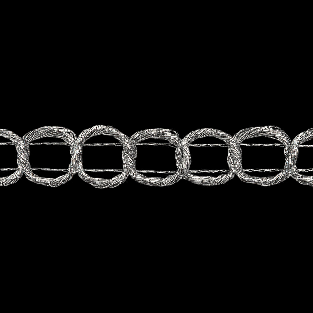 Yaya Han Metallic Wrapped Cord Chain Links Trim - Valkyrie Silver, 0.75