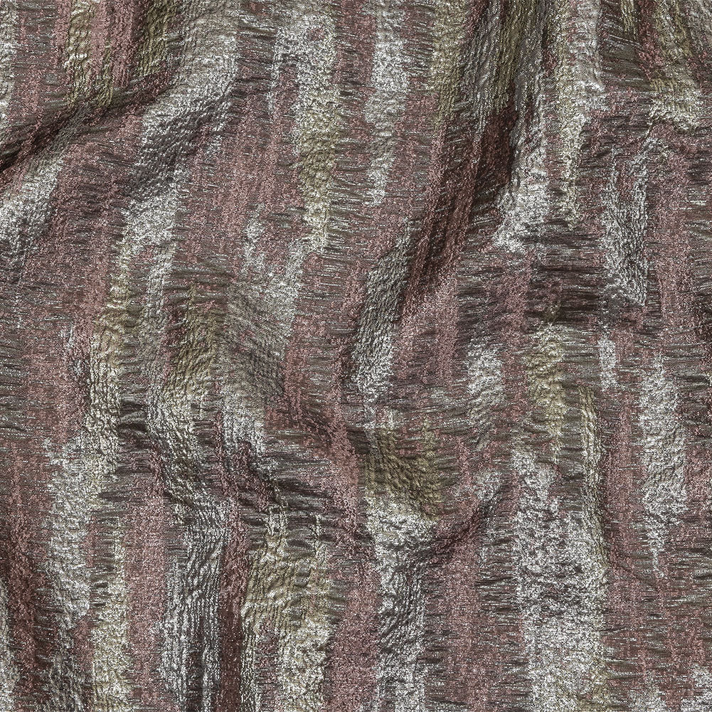 Metallic Baby Pink and Silver Painterly Stripes Luxury Brocade - Joann Fabrics