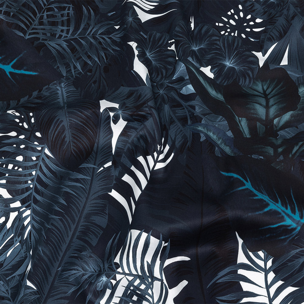 Mercerized Organic Egyptian Cotton Shirting - Total Eclipse Tropical Leaves - Ravello Collection - Joann Fabrics