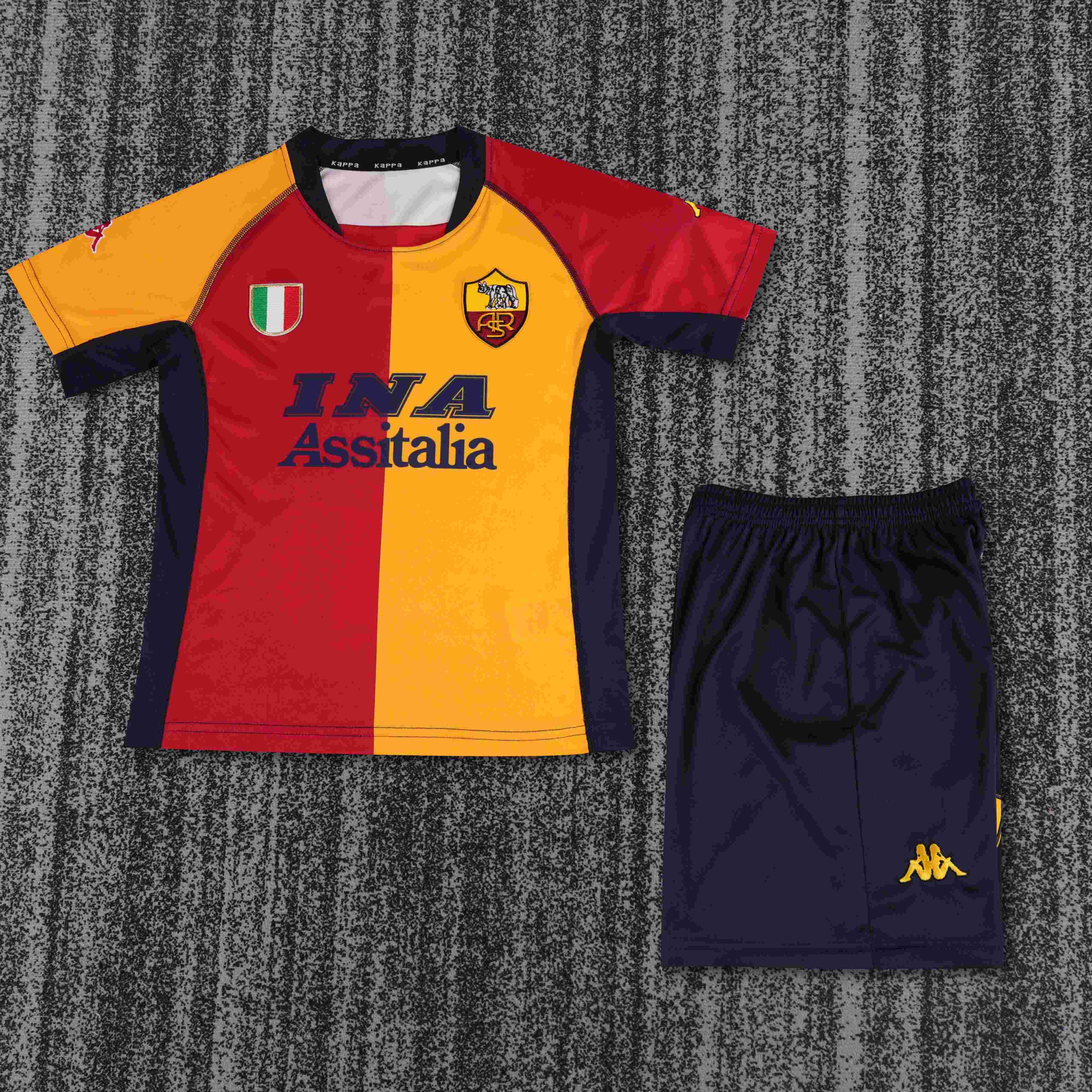 2000-2001 Retro Roma Home Soccer Jersey 1:1 Thai Quality Kids Size