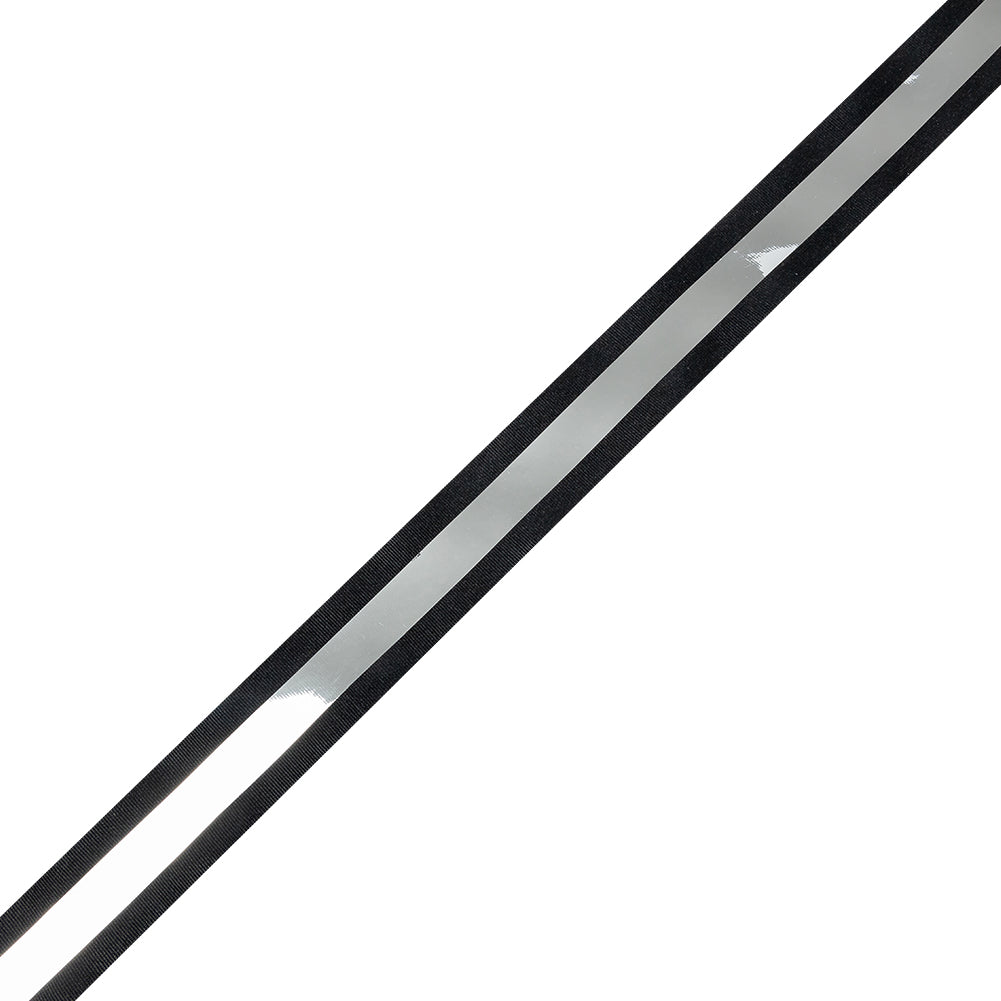Italian Black and Silver Reflective Grosgrain Ribbon - 1.0625