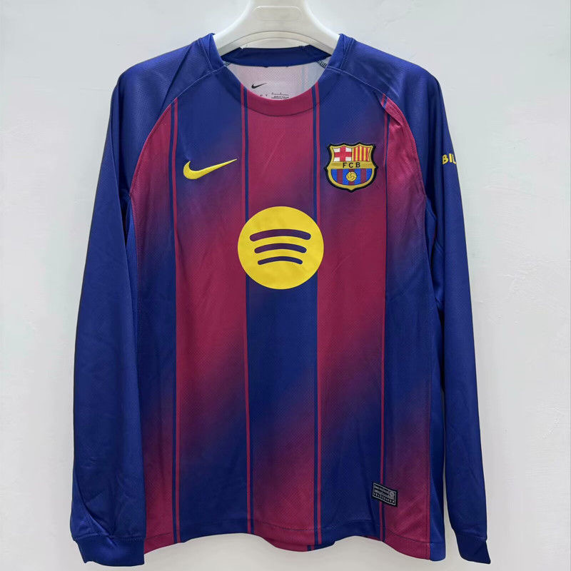 2025/2026 Long Sleeve Barcelona Home Football Jersey 1:1 Thai Quality