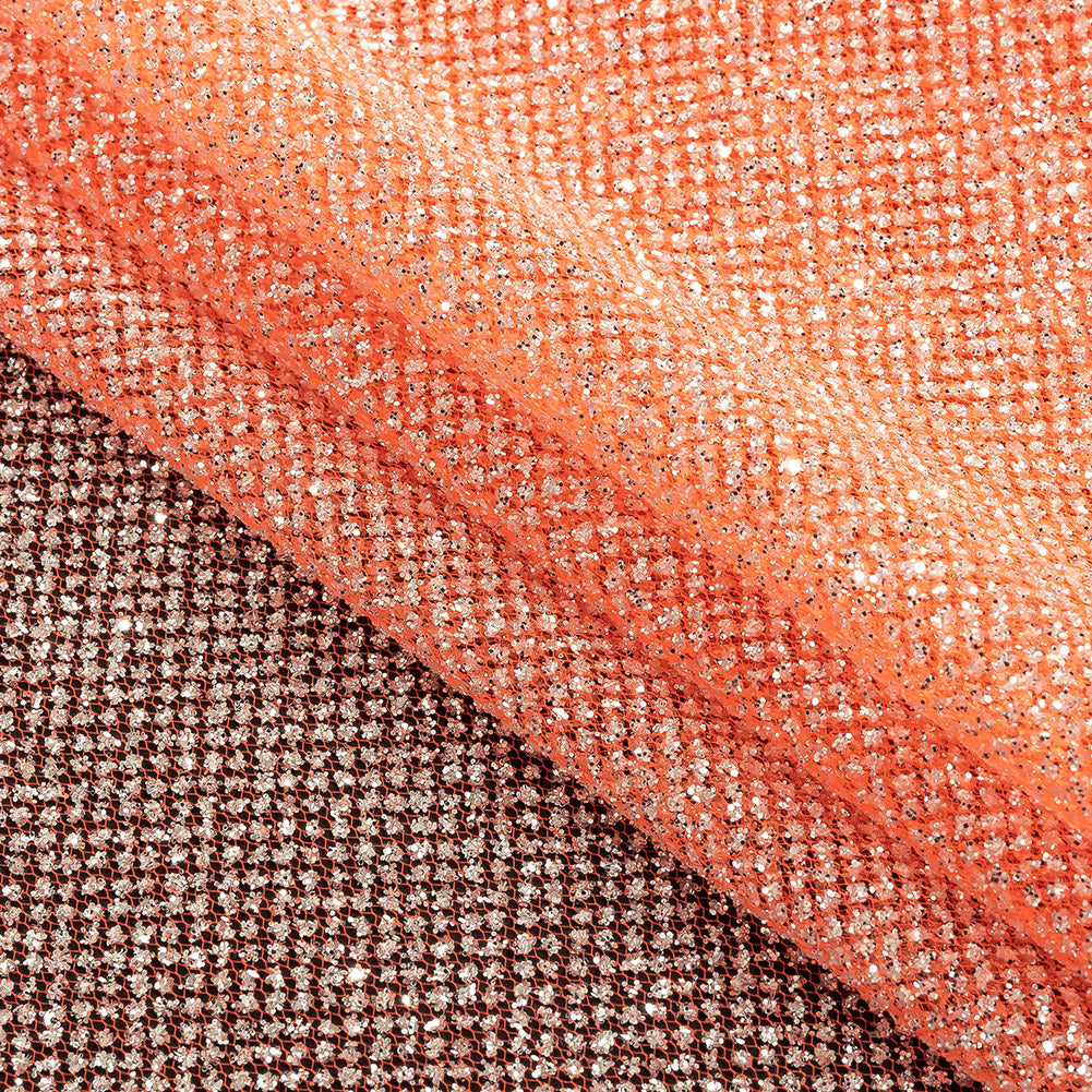Tulle with Metallic Platinum Glitter - Neon Orange - Platina Collection - Joann Fabrics