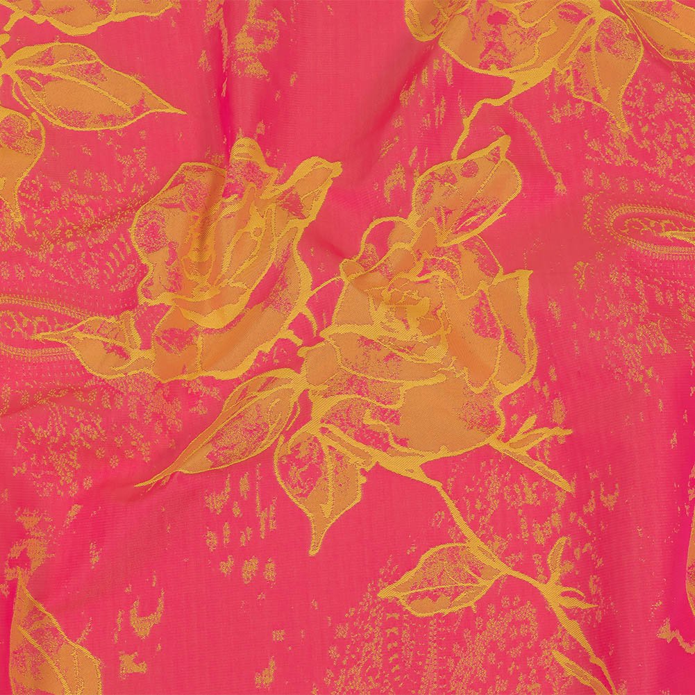 Neon Pink and Yellow Distressed Roses Luxury Brocade - Joann Fabrics