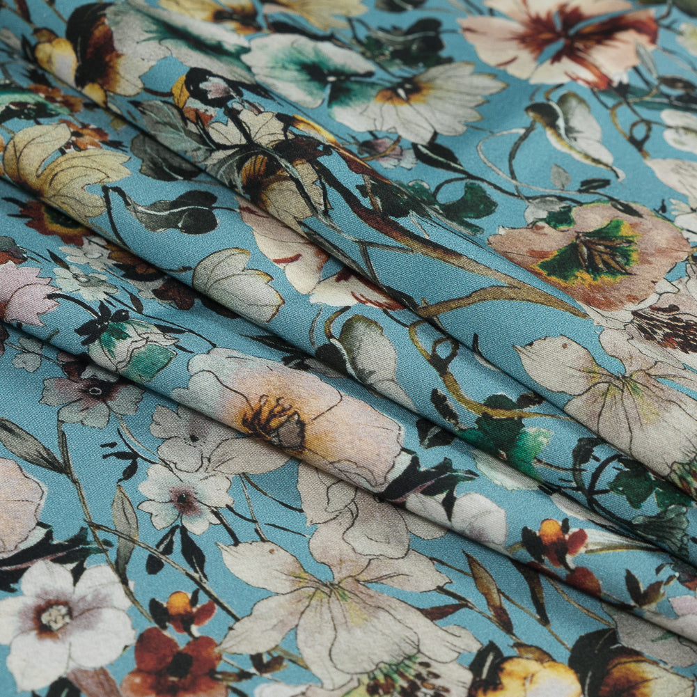 Stretch Cotton Sateen - Blue Floral - Passing of Adonis Print - Mood Exclusive Gaia Collection - Joann Fabrics