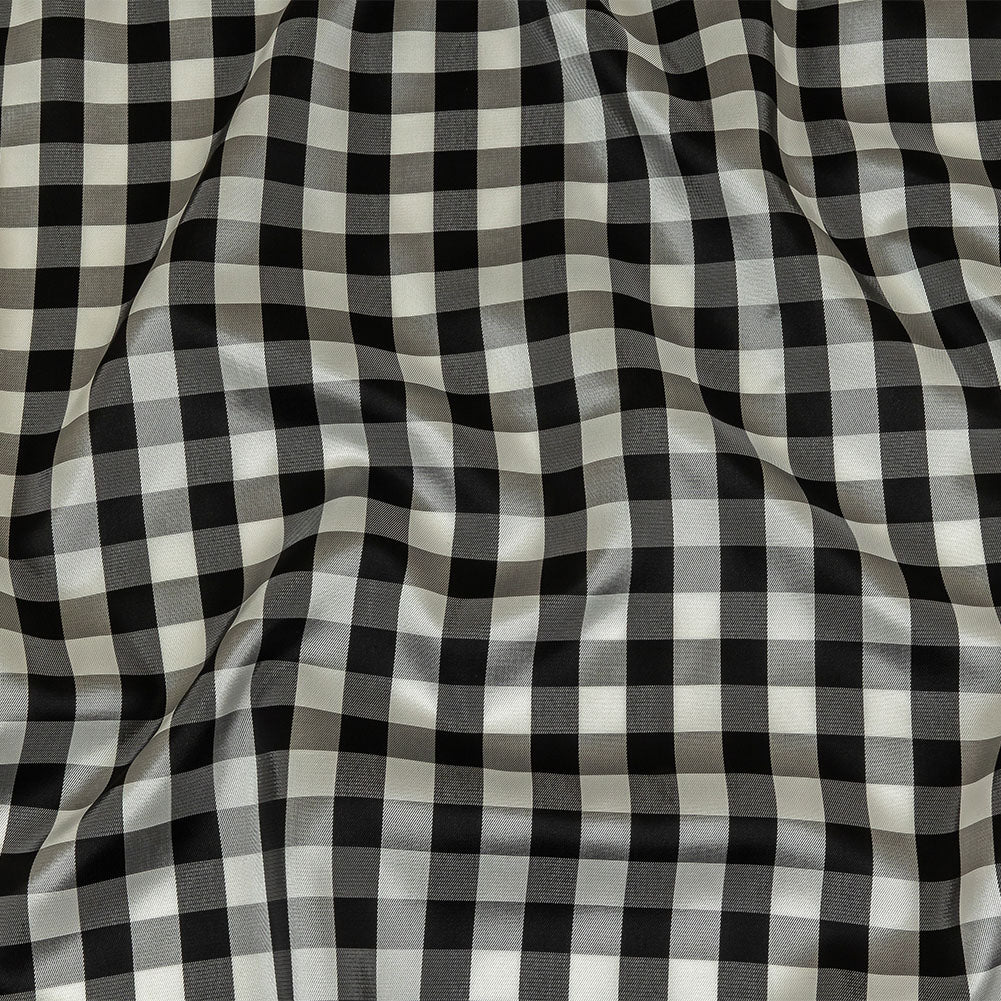 Black and Brilliant White White Gingham Acetate Twill Lining - Joann Fabrics
