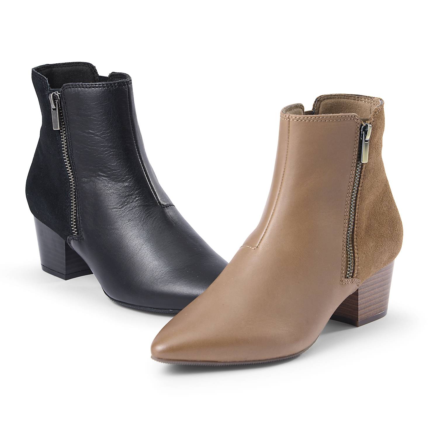 Clarks® Zip-Accent Leather/Suede Boots, Side Zip Entry - Northstyle Catalog