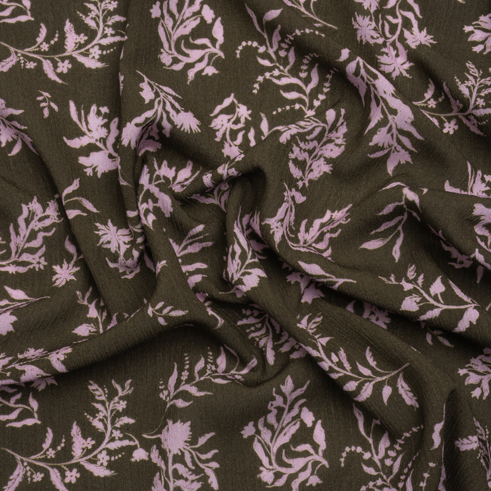 Mood Exclusive Olive Sprouting Sprigs Crinkled Gauzy Viscose Crepe - Joann Fabrics