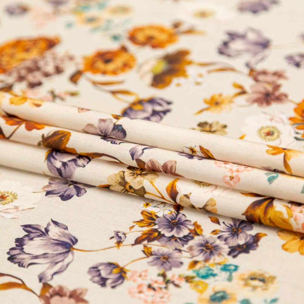 Cotton Voile - Cream and Rust Floral - August Rush Print - Mood Exclusive Harvest Collection - Joann Fabrics