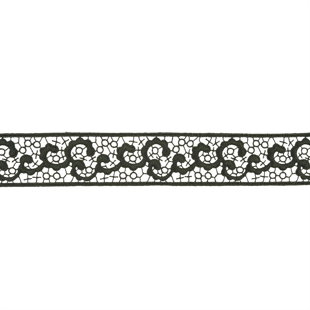 Forest Green Abstract Vines Venise Lace Trim - 1.5