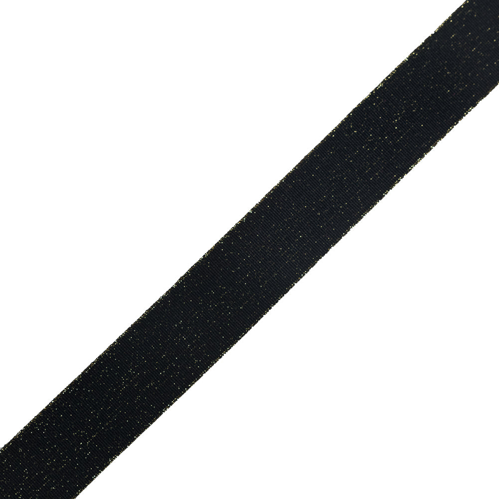 Italian Black and Metallic Gold Elastic Trim - 1.25