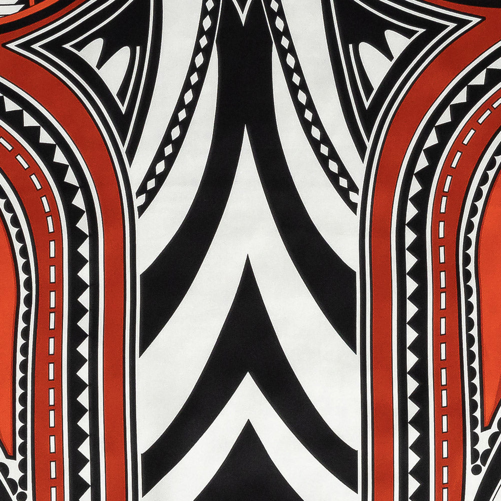 Mood Exclusive Italian Black, Red and White Geometric Digitally Printed Silk Charmeuse Panel - Joann Fabrics