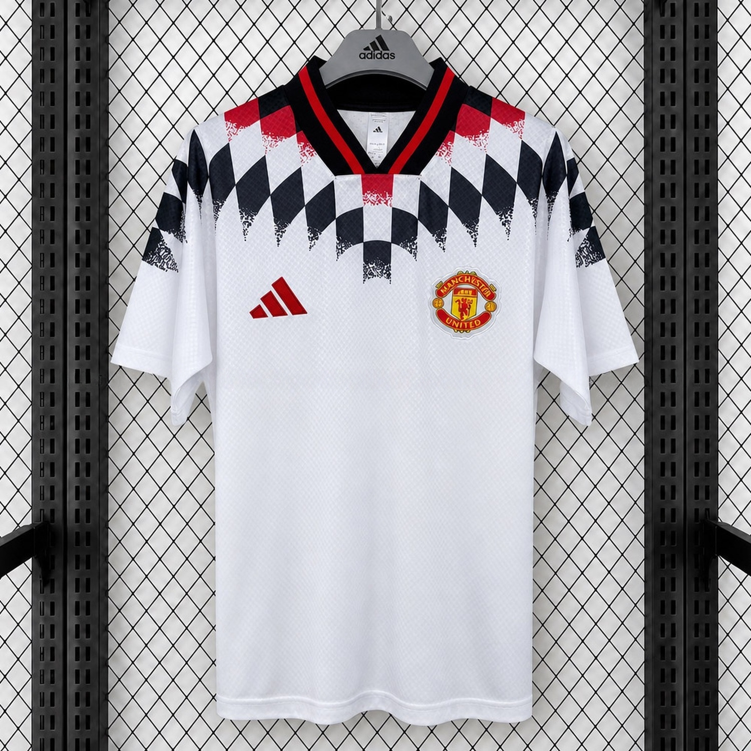 Manchester United 26-27 Inspired Geometric White Retro Style Jersey - Fans Version - UnitedFutballJersey
