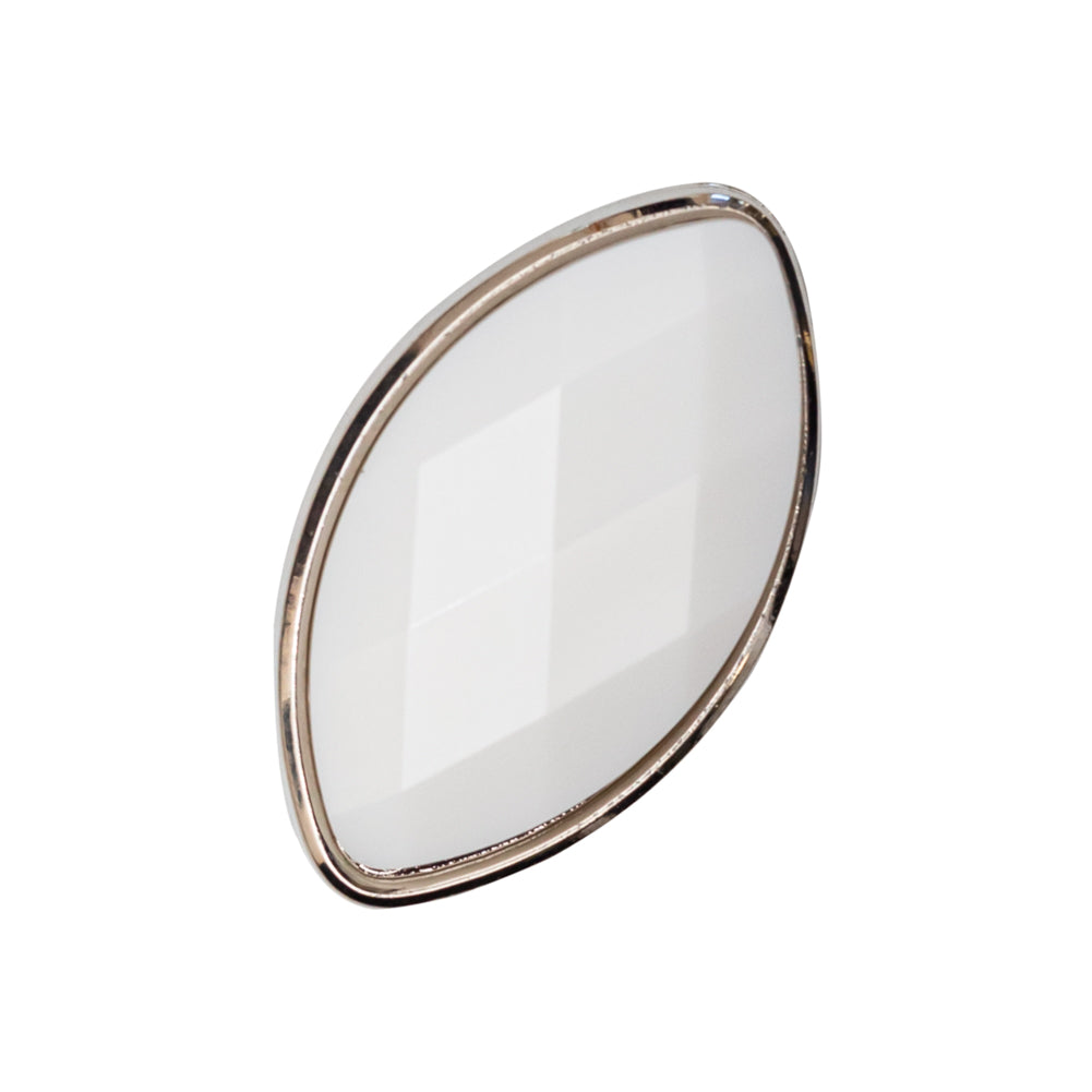 Italian White and Silver 2-Piece Plastic Teardrop Shank Back Button - 42L/27mm - Joann Fabrics