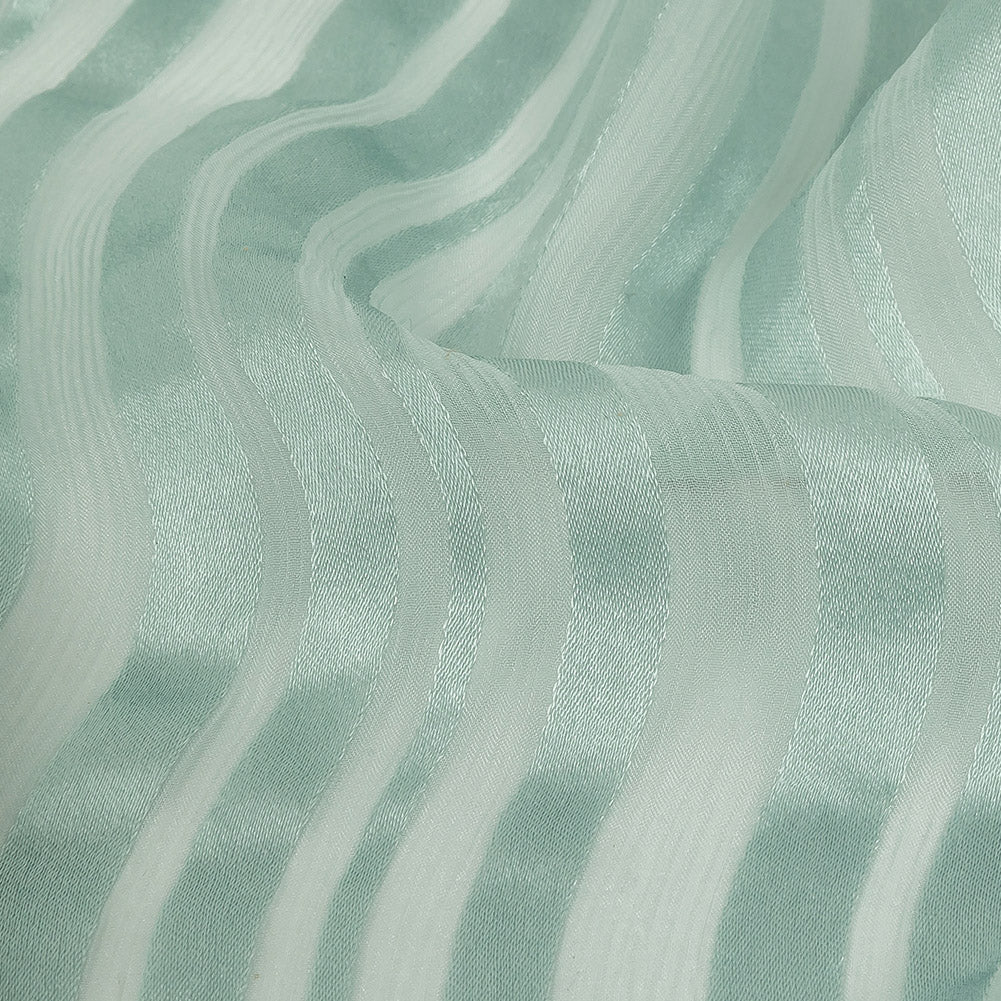 Famous Australian Designer Seafoam Crinkled Silk Chiffon with Satin Stripes - Joann Fabrics