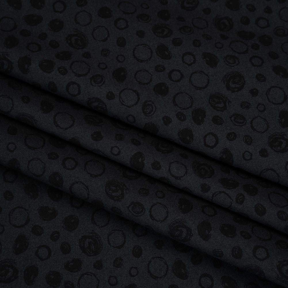 Printed Quilting Cotton by Patrick Lose for Northcott - Black on Black Scribble Spots - Basically Black & White Collection - Joann Fabrics