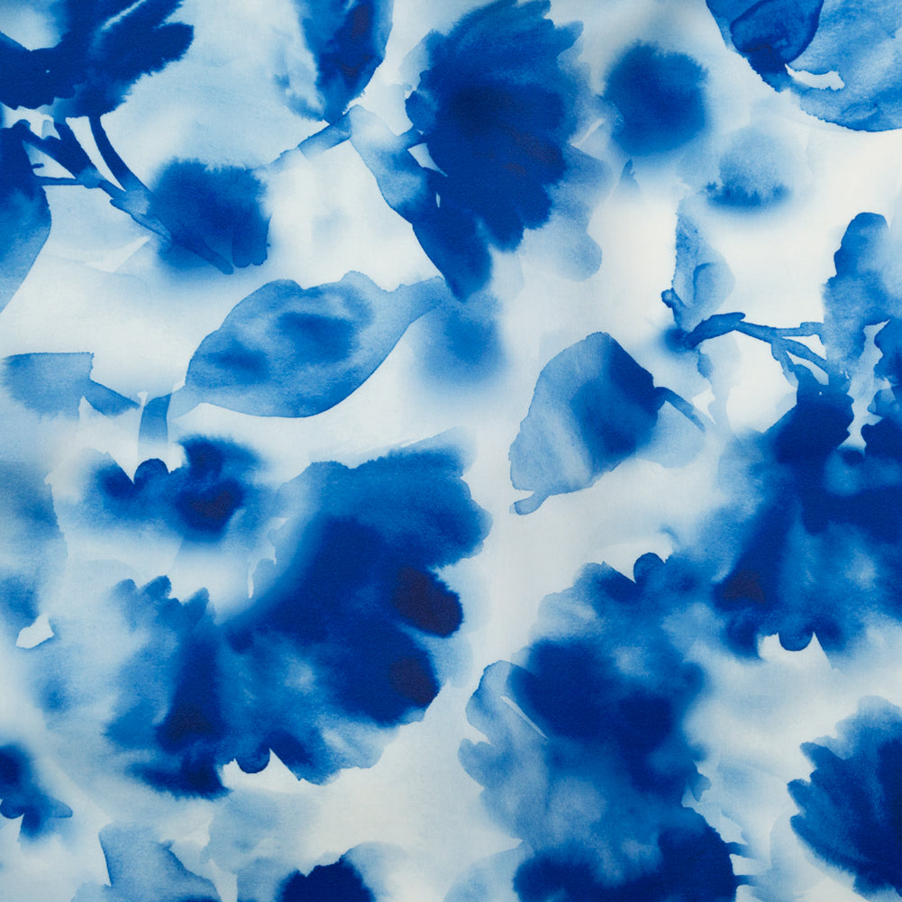 Mood Exclusive Italian Classic and Pearl Blue Abstract Floral Silk Organza - Joann Fabrics