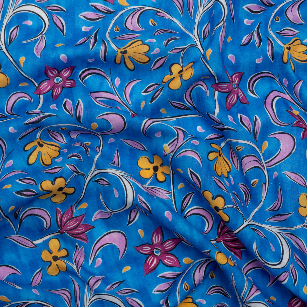 Cotton Voile - Blue and Yellow Floral - Apollo's Laurel Print - Mood Exclusive Chariot Collection - Joann Fabrics