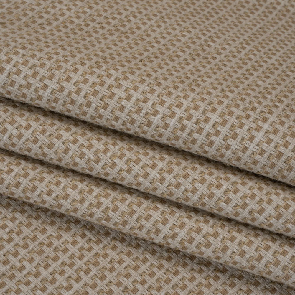 Recycled Polyester and Cotton Jacquard - Natural Little Checked Stripes - British Imported - Joann Fabrics