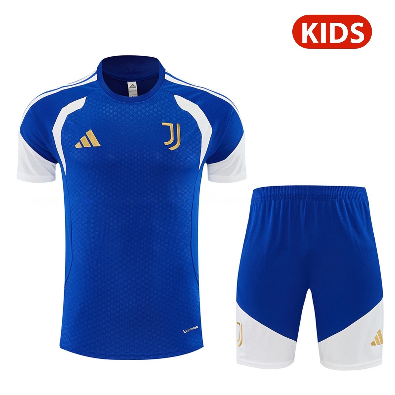 Juventus 26-27 With White Kids Short-Sleeve Training Set - Royal Blue Top & Royal Blue Shorts - UnitedFutballJersey