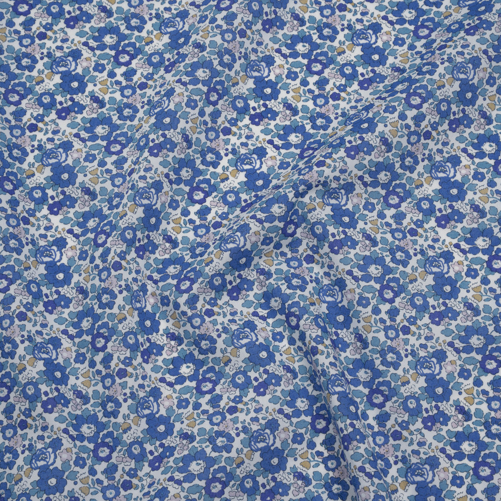 Liberty Fabrics Tana Lawn® - Betsy Ann Blue - Blue, Teal and Orange Floral - Joann Fabrics