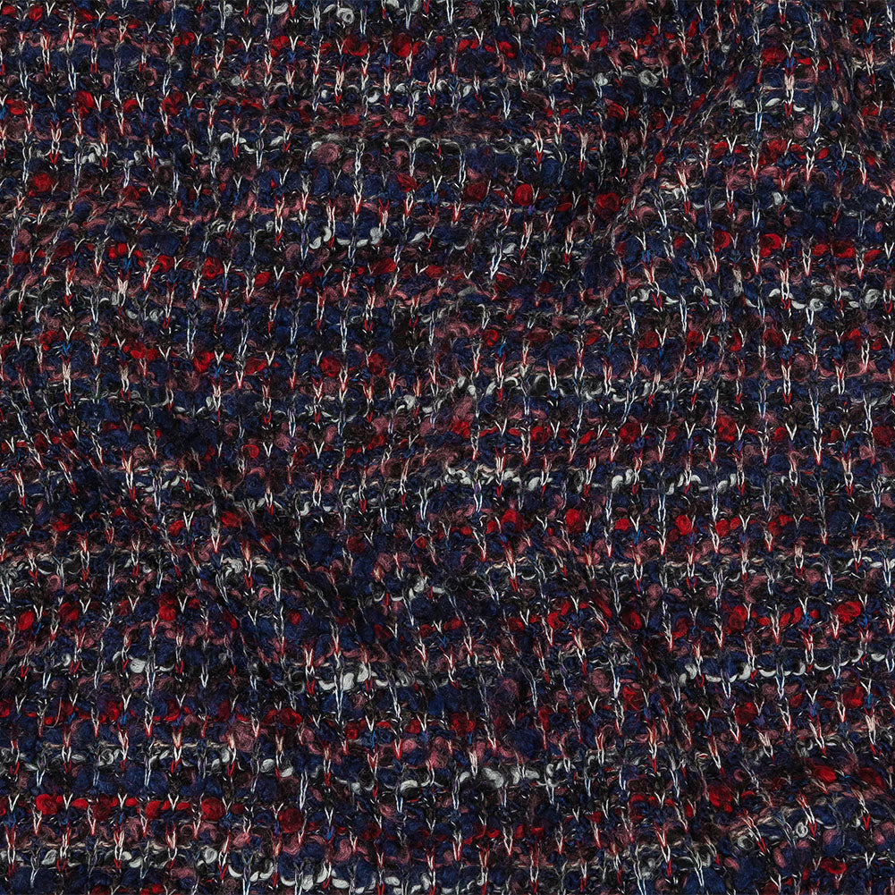 Italian Red, White and Blue Striated Boucle Blended Wool Sweater Knit - Joann Fabrics