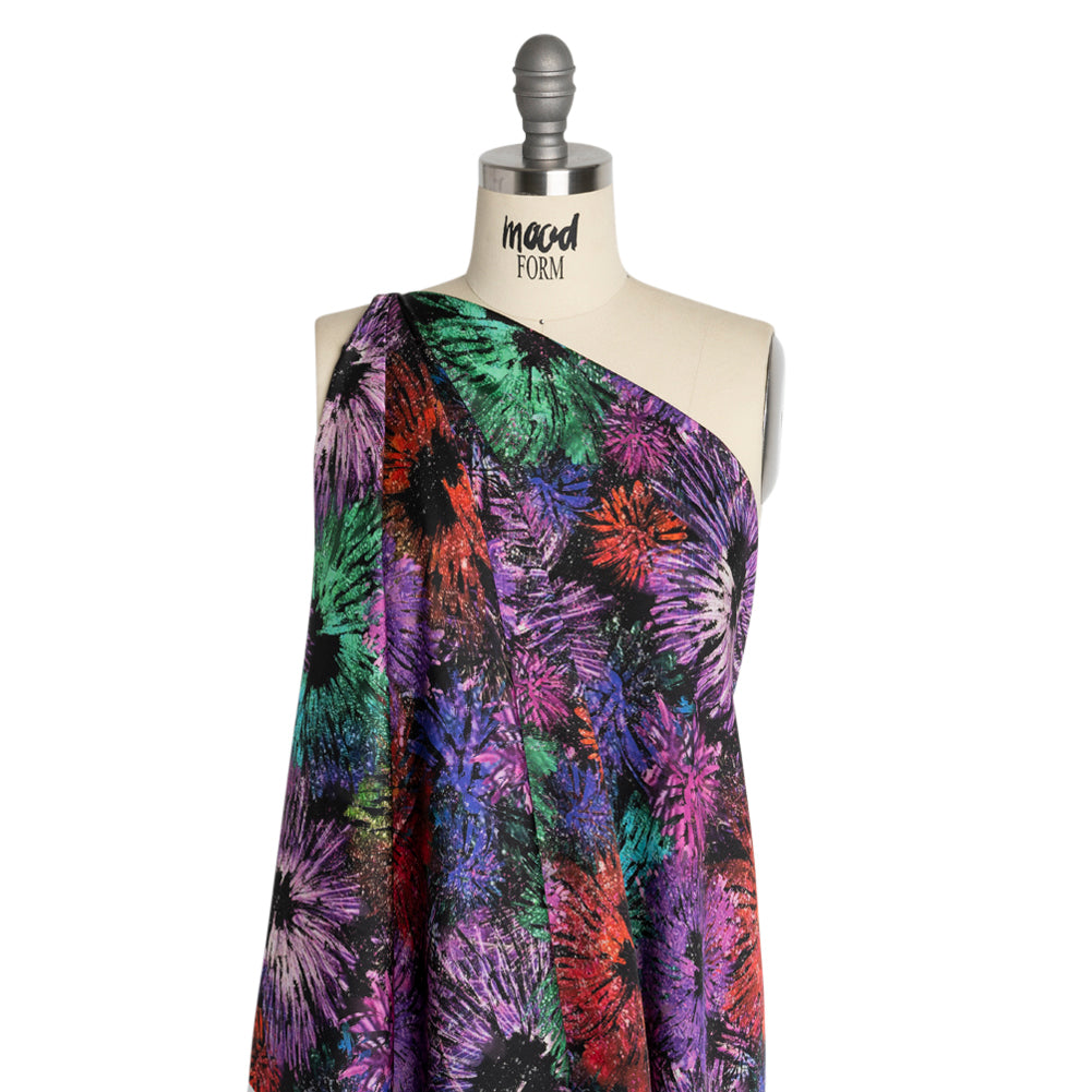 Sustainable and Recycled Viscose Satin Print - Rainbow Abstracted Floral - Mood Exclusive Bursting Gardens - Joann Fabrics