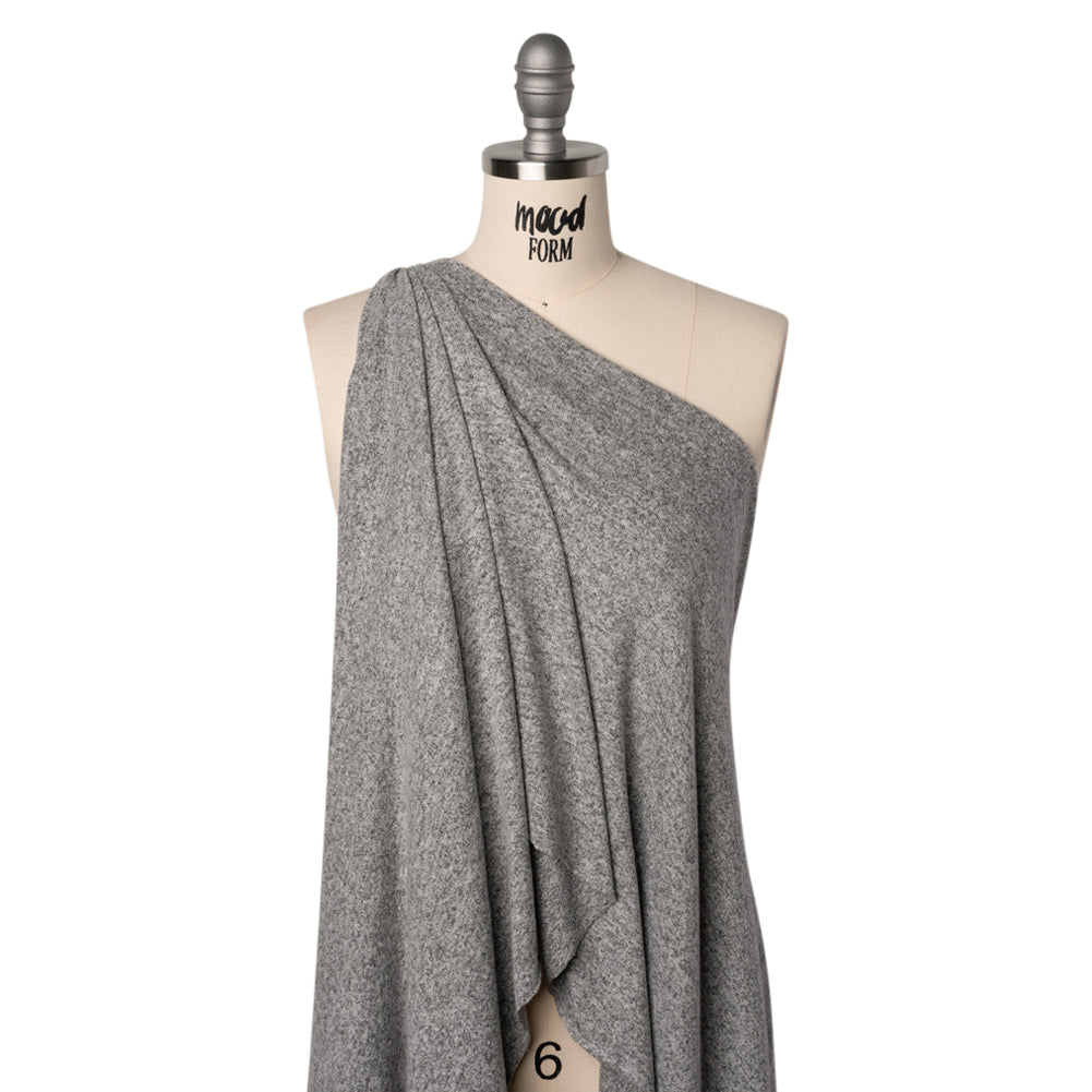Cozy Brushed Stretch Rayon Sweater Knit - Heathered Light Gray - Deadstock - Joann Fabrics