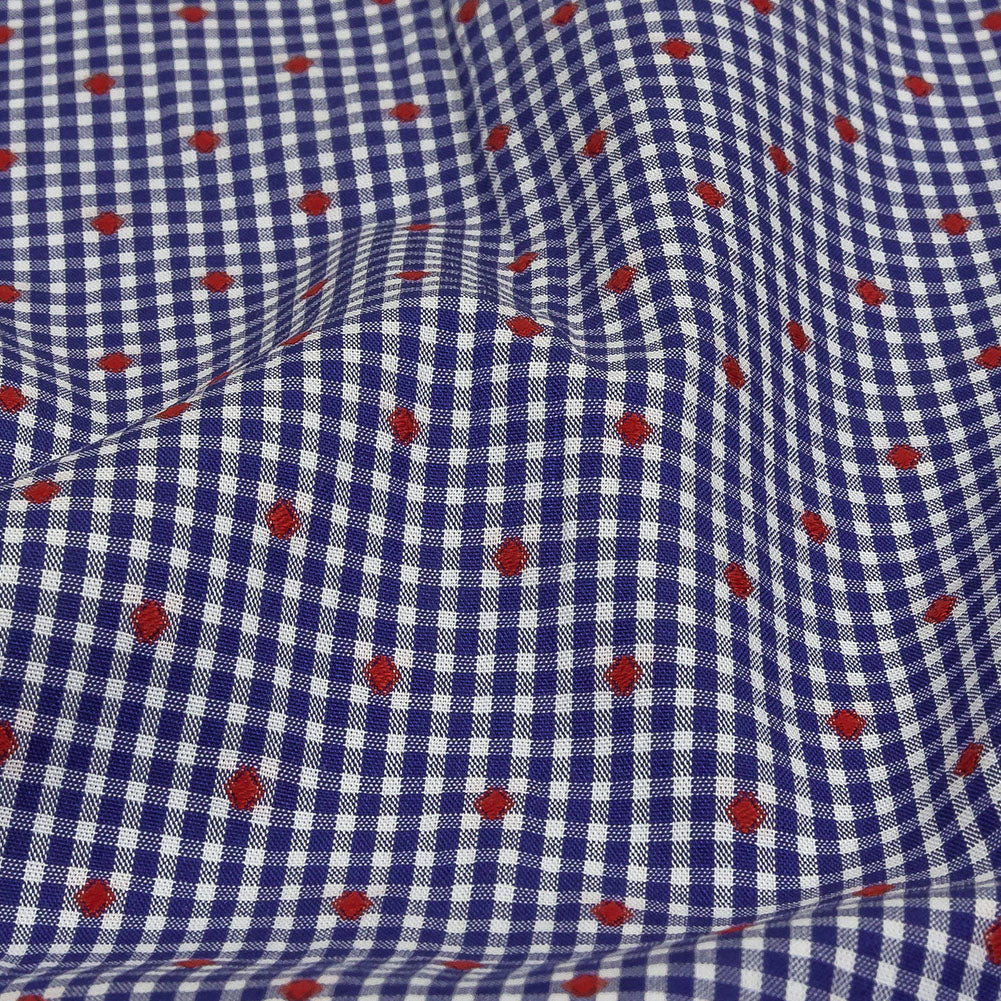 Red, White and Blue Checked Diamond Dots Cotton Jacquard - Joann Fabrics