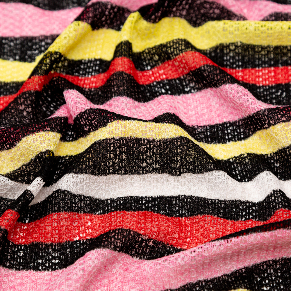 Pink, Red and Yellow Wavy Striped Sweater Knit - Joann Fabrics