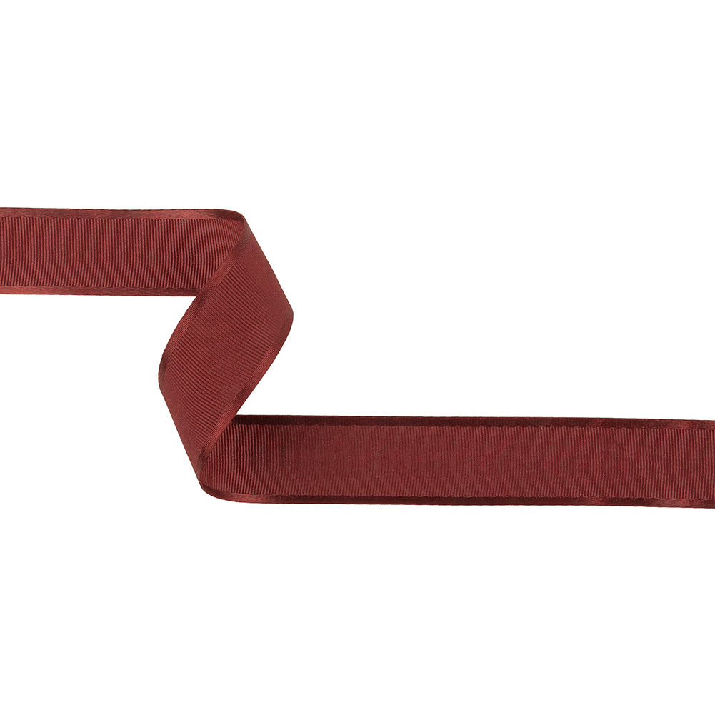 Wine Grosgrain Ribbon with Satin Borders - 1