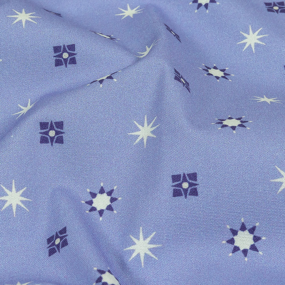 Mood Exclusive Periwinkle Stars n’ Squares Stretch Cotton Poplin - Joann Fabrics