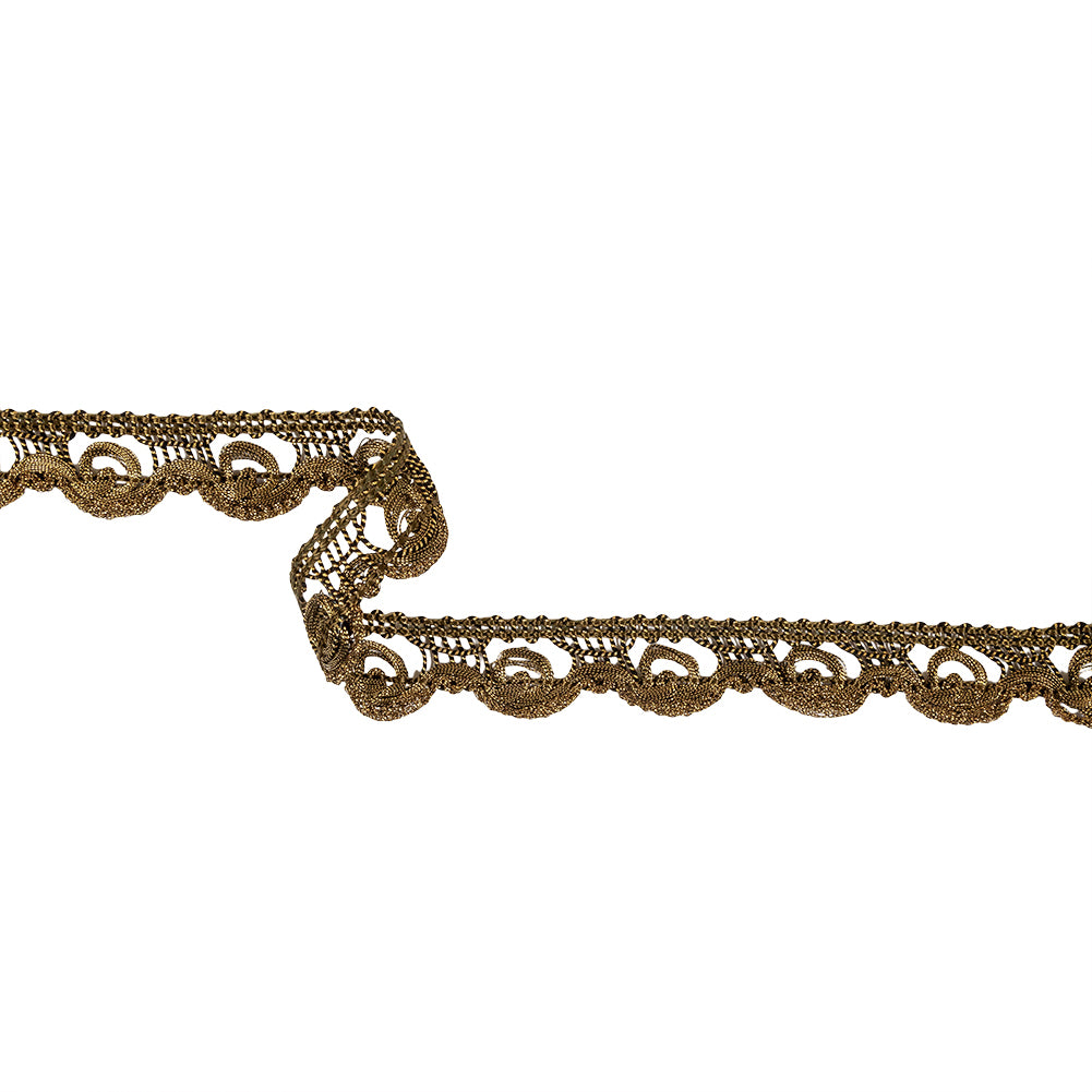 Black and Metallic Gold Swirling Braided Trim - 0.875