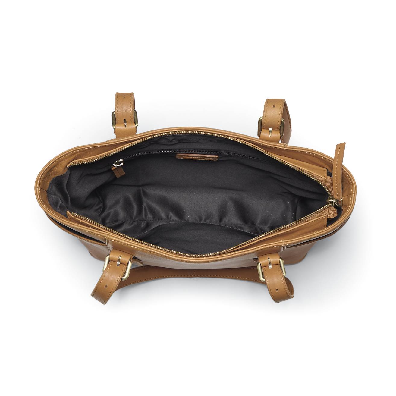 Buckle-Accent Leather Bag, End Pockets, Adjustable Straps - Northstyle Catalog