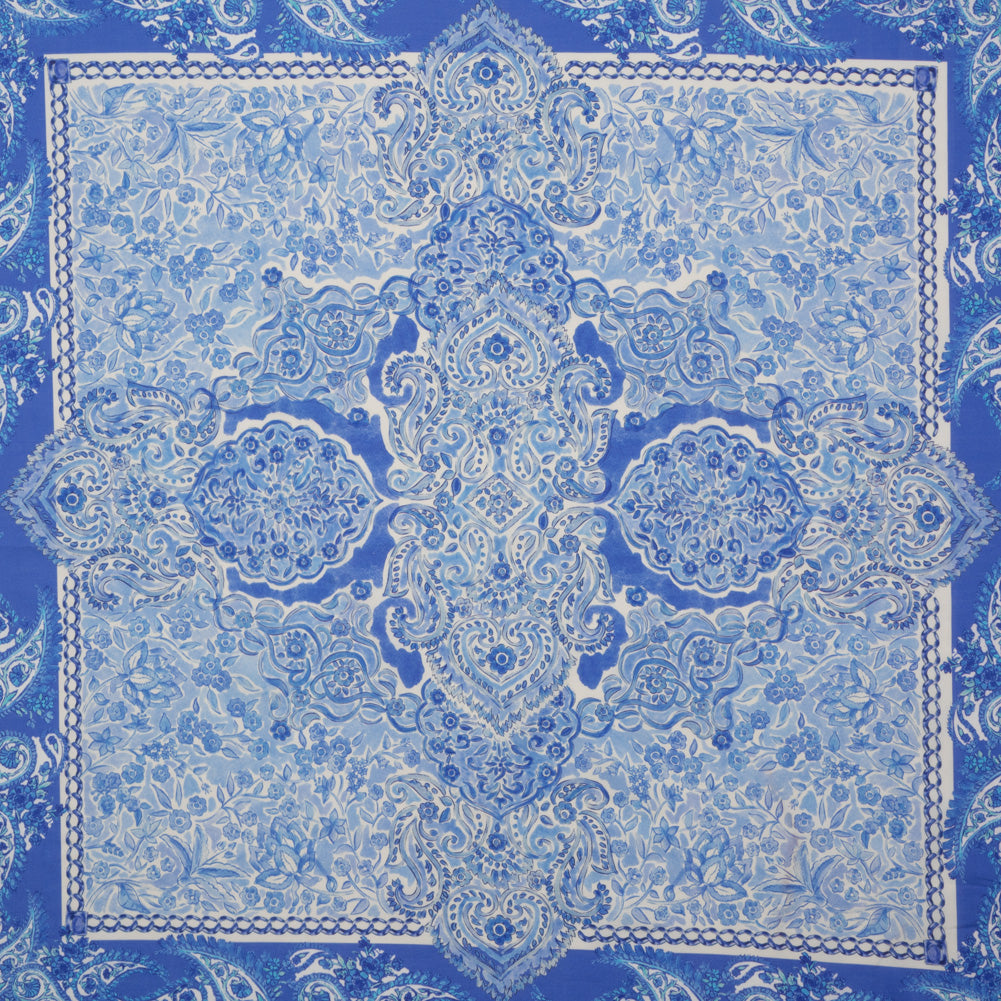 Cotton Voile Panel - Blue Paisley Floral - Sicilian Summer Print - Mood Exclusive Chariot Collection - Joann Fabrics
