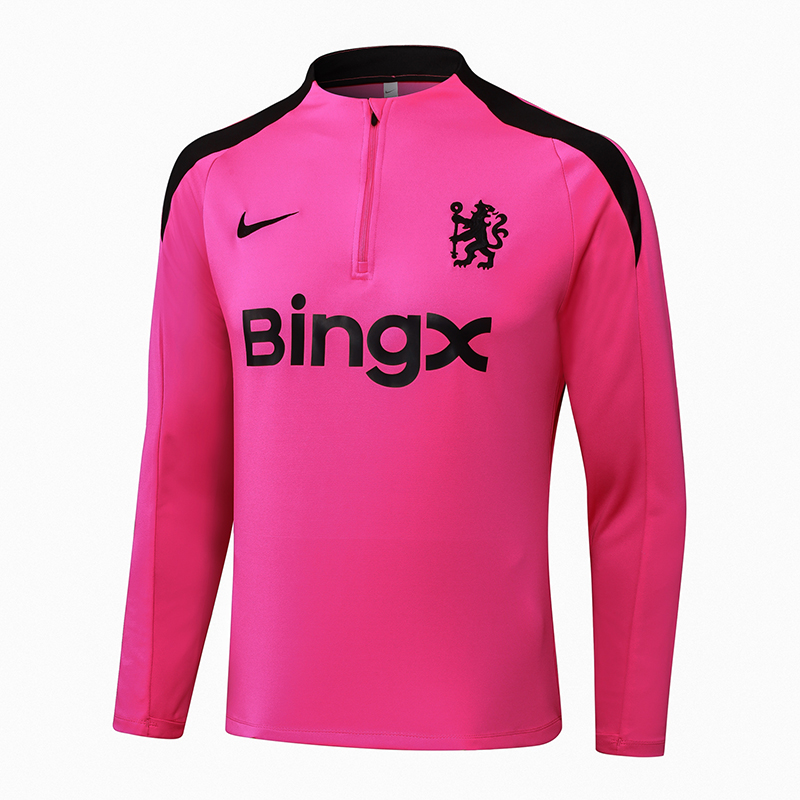 2024/2025 Chelsea Half-Pull Training Suit Pink Football Shirt 1:1 Thai Quality Set