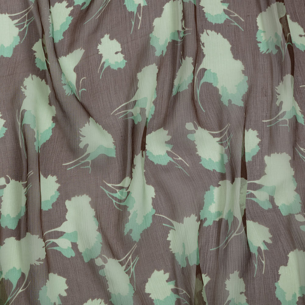 Green and Brown Echoes of Leaves Crinkled Silk Chiffon - Joann Fabrics