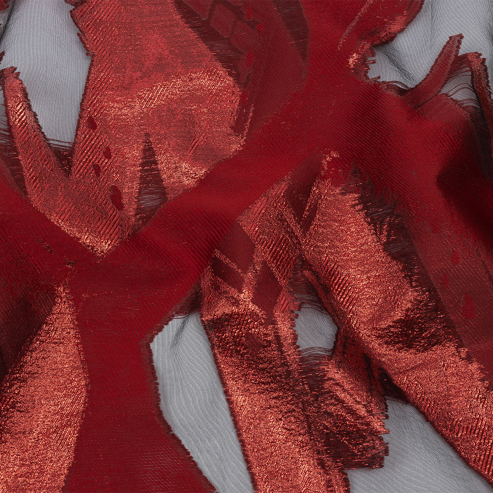 Metallic Red Painterly Geometrics Luxury Burnout Brocade - Joann Fabrics