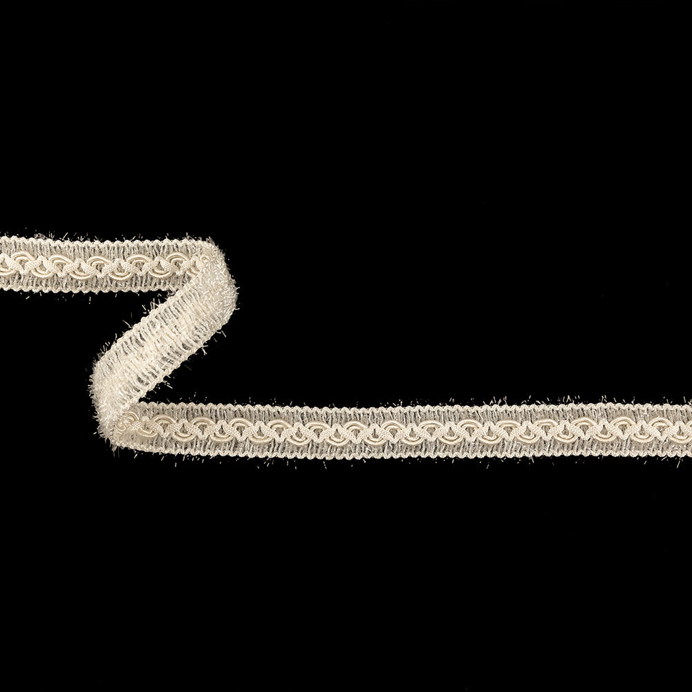 Papyrus and Clear Eyelash Fringe Braided Trim - 0.625