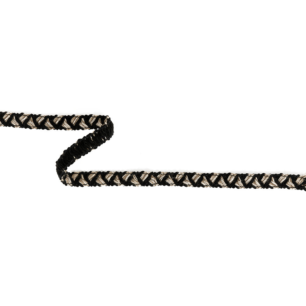 Black and Beige Zig Zag Yarn Trimming - 0.625